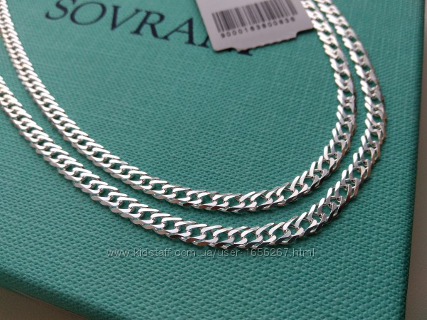 Серебряная цепочка цепь плетение двойной ромб 55 см серебро 925 пробы