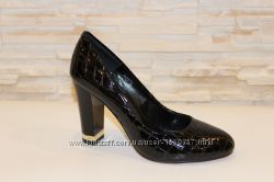 Туфли женские черные на каблуке код Т208