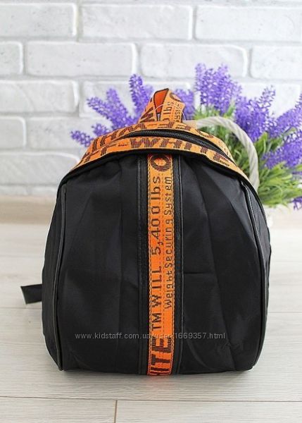 Рюкзак черный плащевка с оранжевыми вставками код 7-936