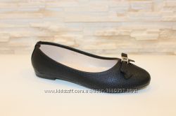 Балетки туфли женские черные с бантиком код Т248