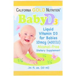 California Gold Nutrition, Витамин D3 в каплях для детей, 400 МЕ, 10 мл