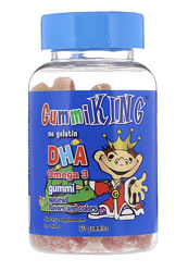 Рыбий жир для детей, Омега-3, DHA Omega-3, Gummi King, 60шт