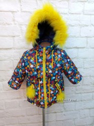 Зимняя детская куртка парка с меховой подстежкой для девочки 86-122 см 