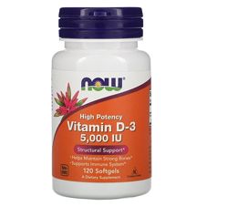 Now Foods, Витамин D3, 5000 МЕ, 120 мягких таблеток, витамины, США